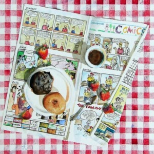 Honorable Mention: "Sunday Donuts" by Linda Buechting, watercolor, 2019, $300