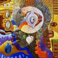 Stanwyck E. Cromwell, "Square Dreams", oil with palette knife on canvas, 22" x 22", $3,500