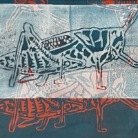 Honorable Mention, Seth Miller, Cricket, block print, 2021, 9th Grade, Logan Private Studio