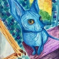 GRWS Award, Hannah Hendren, Miss Mischief, watercolor, Madison C-3 School, 12 grade